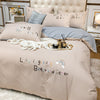 Importé - Ensemble Drap De Lit 4 Pièces Brodé + Housse de Couette 100% Coton