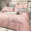 Importé - Ensemble Drap De Lit 4 Pièces Brodé + Housse de Couette 100% Coton