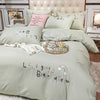 Importé - Ensemble Drap De Lit 4 Pièces Brodé + Housse de Couette 100% Coton