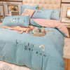 Importé - Ensemble Drap De Lit 4 Pièces Brodé + Housse de Couette 100% Coton