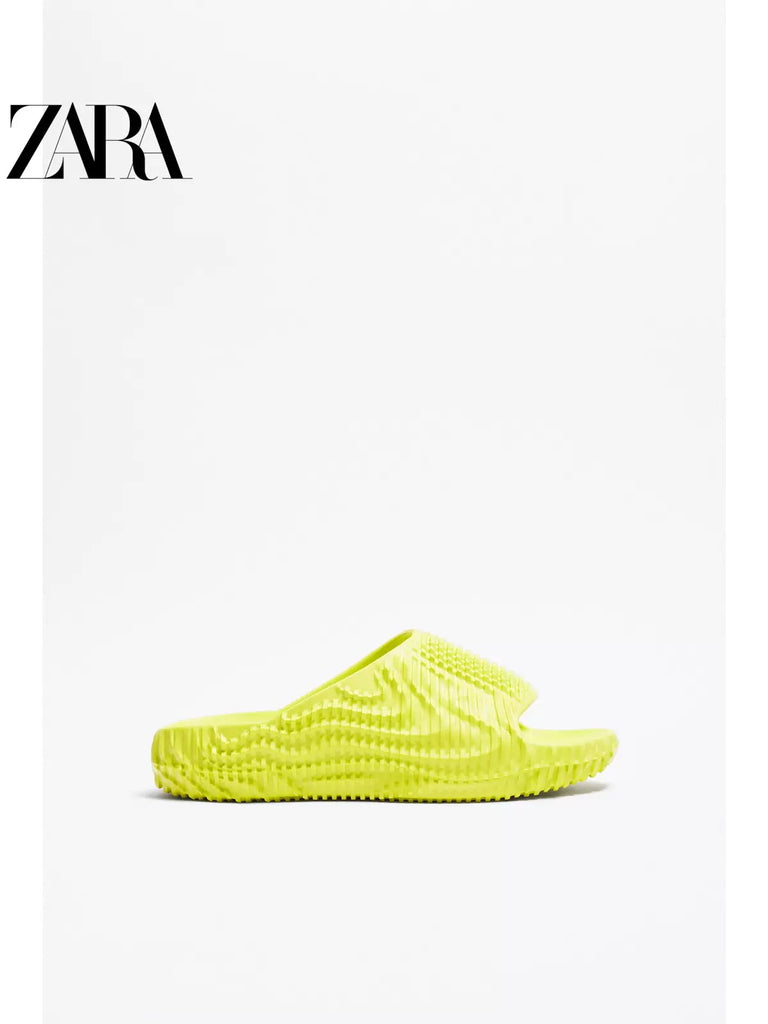 Importé - ZARA NEW - Chaussure Homme Sandales Décontractée Bout Ouvert - Vert Citron