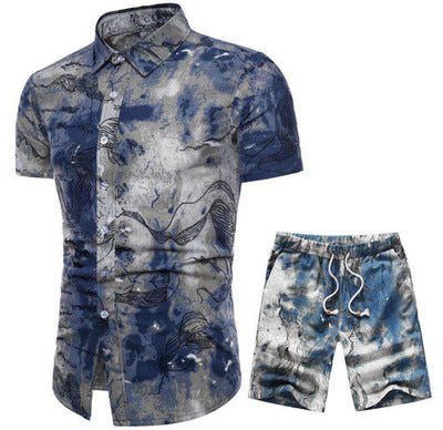 Importé - Chemise + Short Homme Décontracté Manche Court Manches Courtes