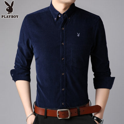Importé - Chemise Homme Playboy Slim Fit Manches Longues En Velour