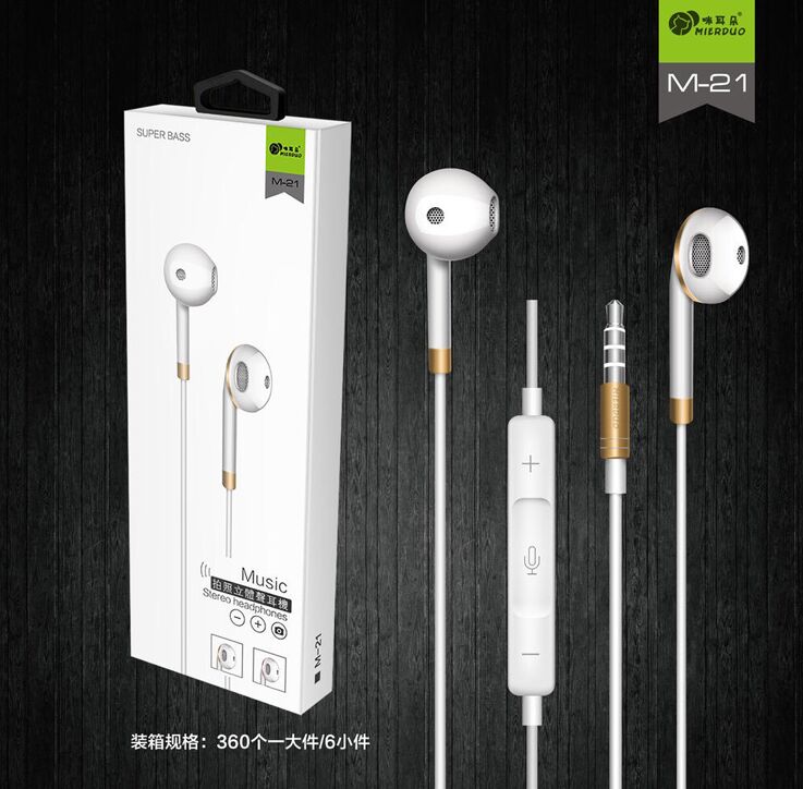 Importé - Ecouteurs Filaires Blanc Modèle M21