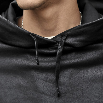 Importé - Pull Homme  Manche Décontractée Longues Avec Capuche En Cuir Stretch