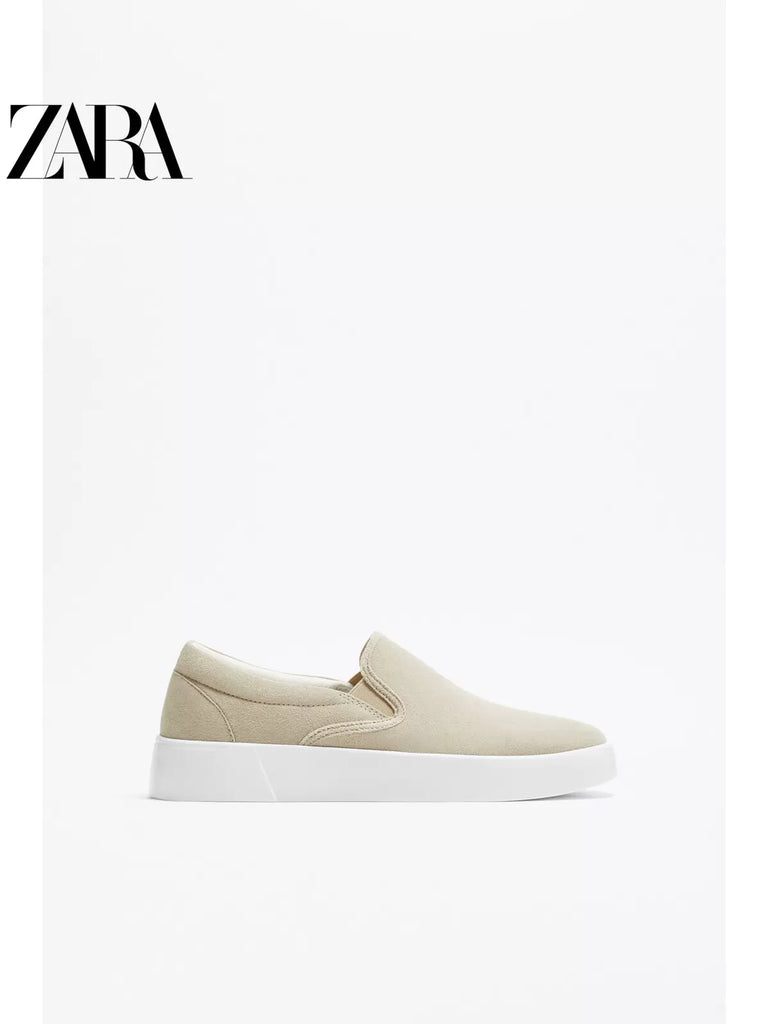 Importé - ZARA NEW - Chaussure Homme Tennis Conforts à Gaine - Cuir Daim Kaki