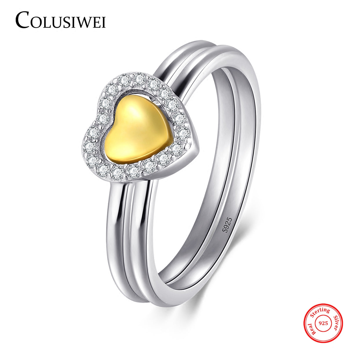 Importé - Bague en Forme de Cœur Or Doré