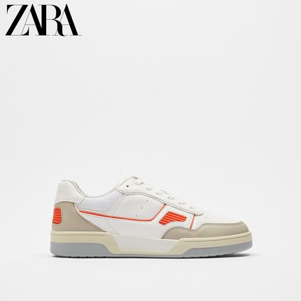 Importé  - ZARA NEW - Chaussure Homme Sport Baskets  Style Rétro - Blanc-Orange