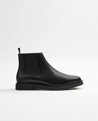 Importé - Chaussure Homme Bottines Britannique À Gaine - Cuir Noir