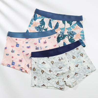 Importé - Lot de 3 Boxer Sexy Sous-Vêtements Homme En Soie Glacée Respirant A Séchage Rapide