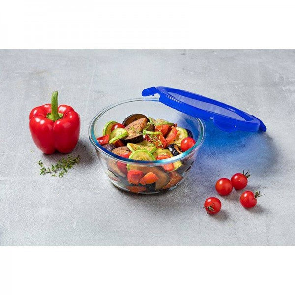 PLAT ROND AVEC COUVERCLE COOK &GO-1,6L-20X20X9CM- BLANC