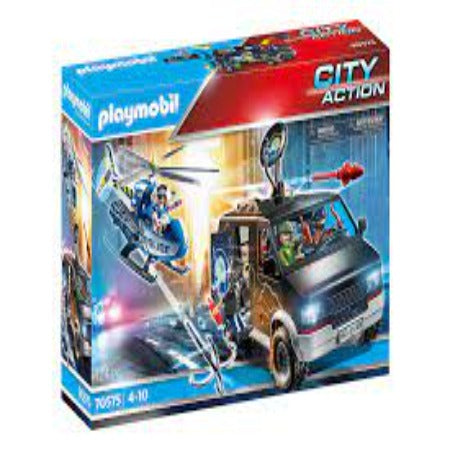 PLAYMOBIL CITY ACTION CAMION DE BANDITS ET POLICER-124PCS-4-10ANS