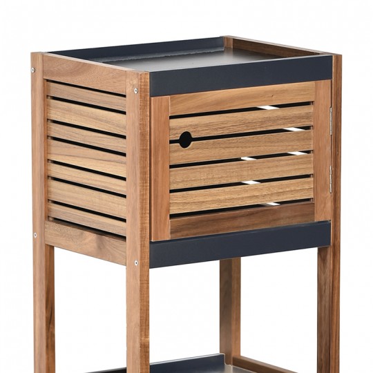 Meuble de sdb en acacia 2 etageres1 niche-83×36,5x30cm-naturel-noir