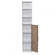 MEUBLE COLONNE DE SDB EN BAMBOU 1 PORTE/3 NICHES-BLANC-NATUREL