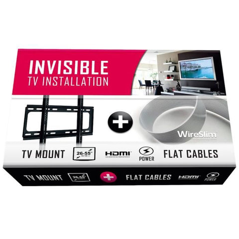 WIRESLIM - Support TV + Câbles Ultra plats - Installation TV sans fils apparents