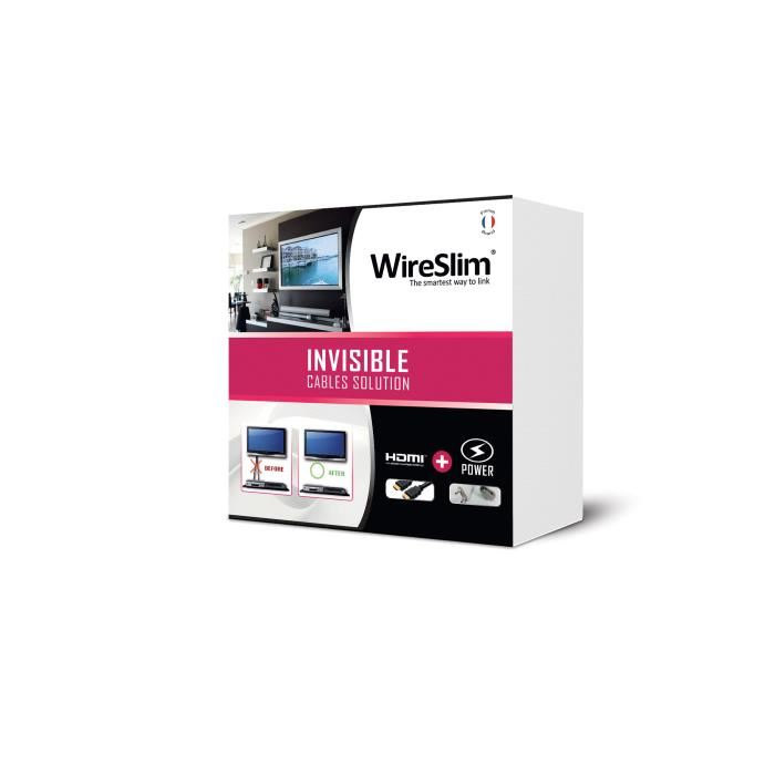 WIRESLIM - Support TV + Câbles Ultra plats - Installation TV sans fils apparents