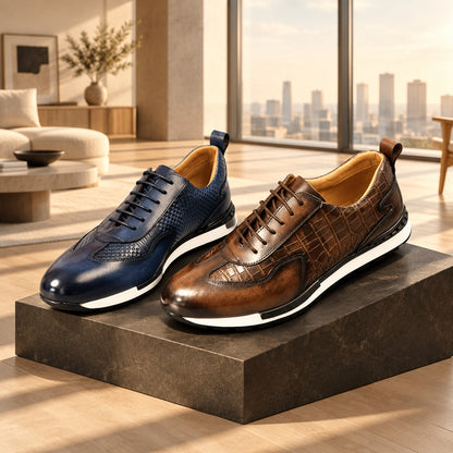 Importé - Chaussures Casual Homme en Cuir de Vachette Bout Rond Semelle Amortissante