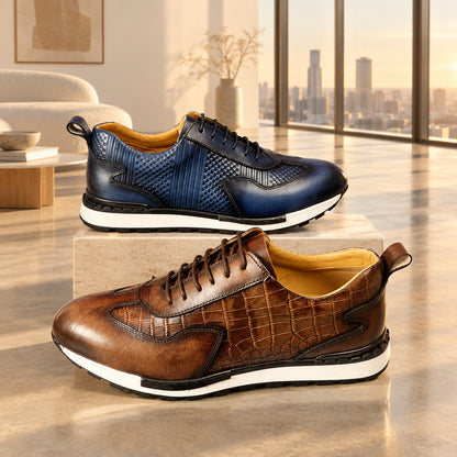 Importé - Chaussures Casual Homme en Cuir de Vachette Bout Rond Semelle Amortissante