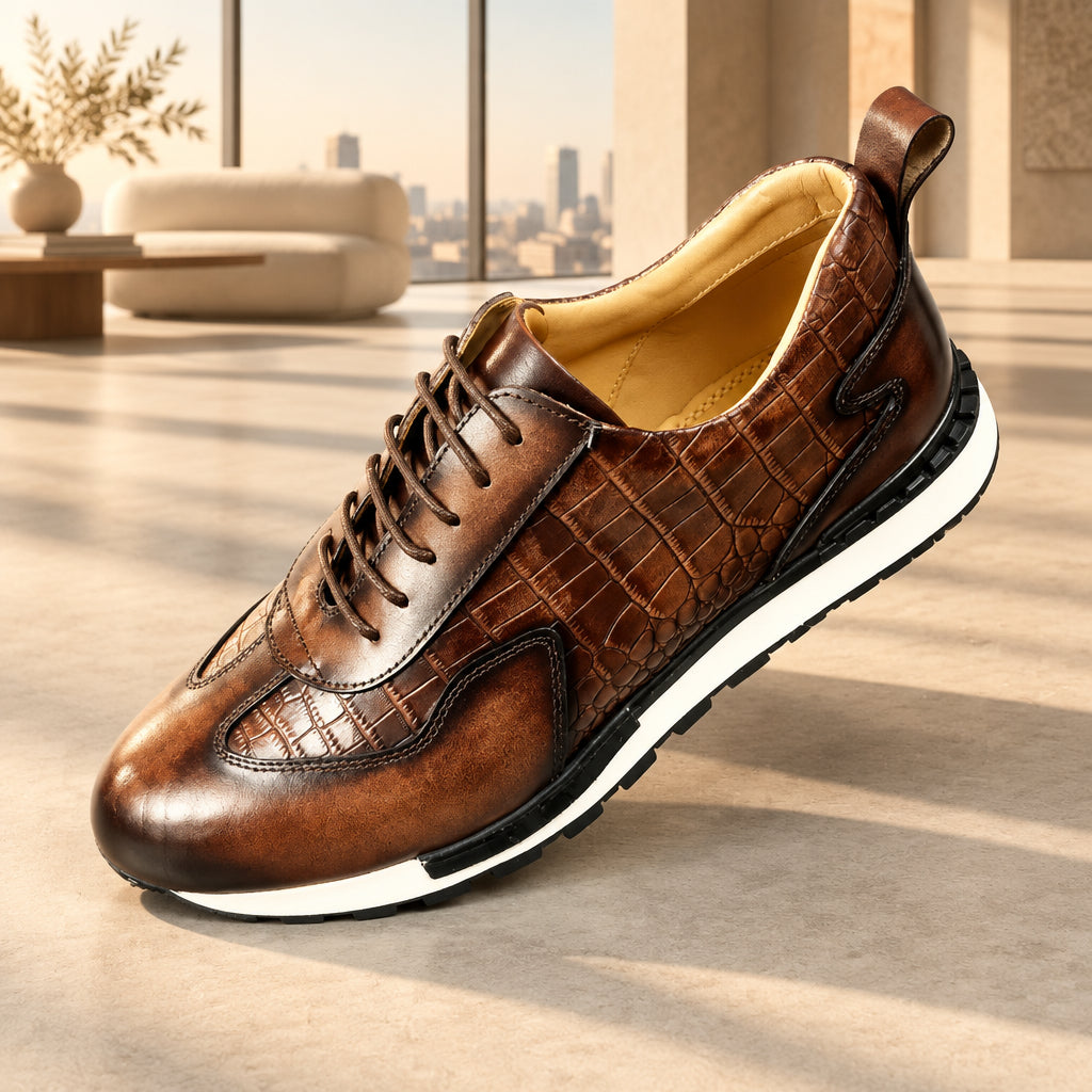 Importé - Chaussures Casual Homme en Cuir de Vachette Bout Rond Semelle Amortissante