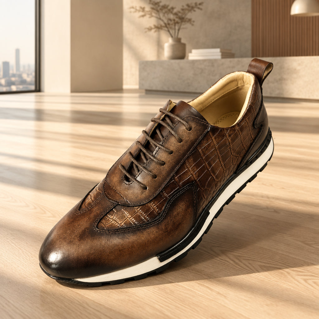 Importé - Chaussures Casual Homme en Cuir de Vachette Bout Rond Semelle Amortissante