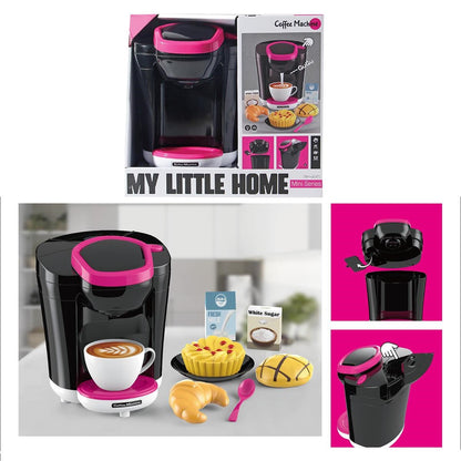 Dinette set machine a café électrique -rose-noir+3ans