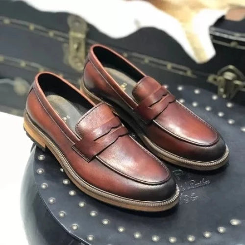 Importé - Chaussure Homme Mocassin Britannique Cuir Large Semelle
