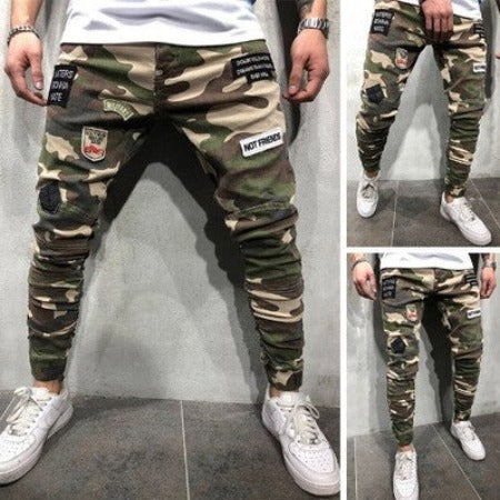 Importé - Pantalon Jean Camouflage Slim Homme Décontracté En Stretch