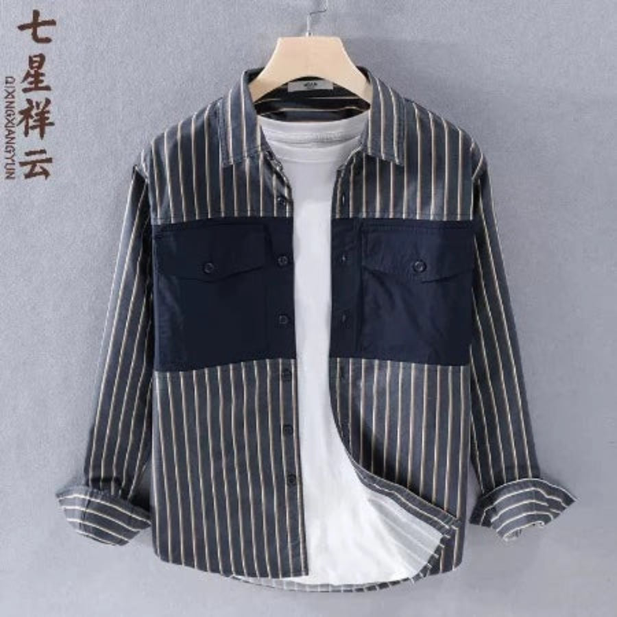 Importé - Chemise Pur Coton Homme Rayures Manches Longues