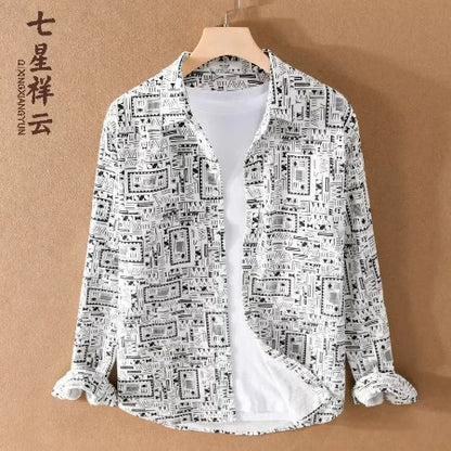 Importé - Chemise Homme Pur Coton Ethnique Manches Longues