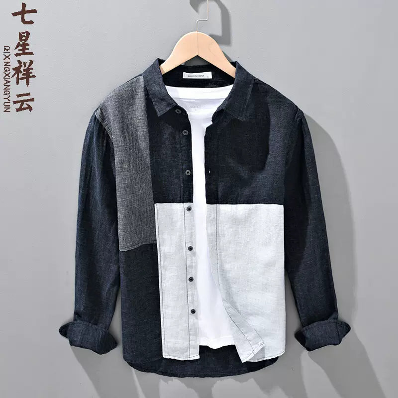 Importé - Chemise Homme Pur Lin Décontractée Manche Longue