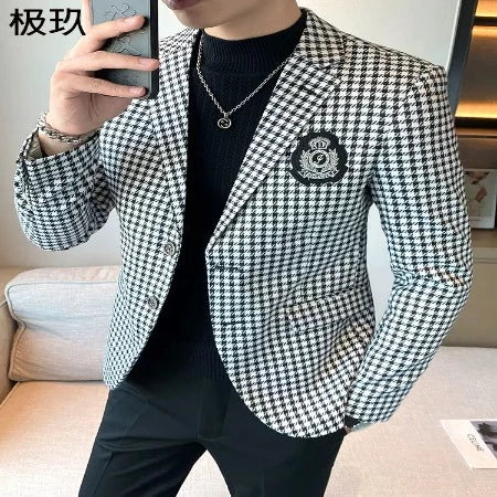 Importe Blazer Veste Britannique Homme Decontracte A Carreaux Tendan Oplayce.ci