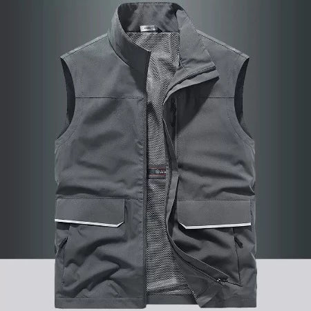 Importé - Chemise Pull Homme Style Gilet Multi-Poches Sans Manches