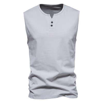 Importé - T-Shirt Hommes Décontractés Col Ouvert Sans Manches 100% Coton