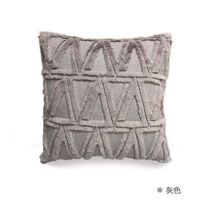 Importé - Paire De Taie D'oreiller A carreaux En Velours