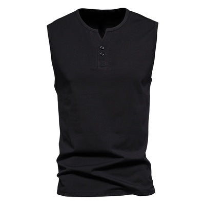 Importé - T-Shirt Hommes Décontractés Col Ouvert Sans Manches 100% Coton