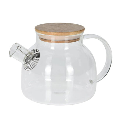 Theiere-1L-Verre+Filtre Couvercle en Bambou