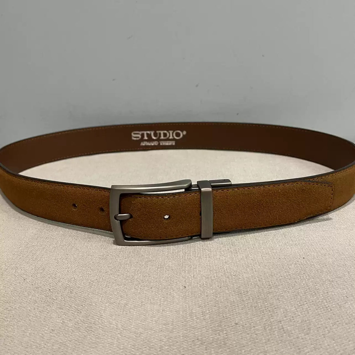Importé - Ceinture Homme en Cuir Véritable Nubuck Marron, Qualité Export Europe