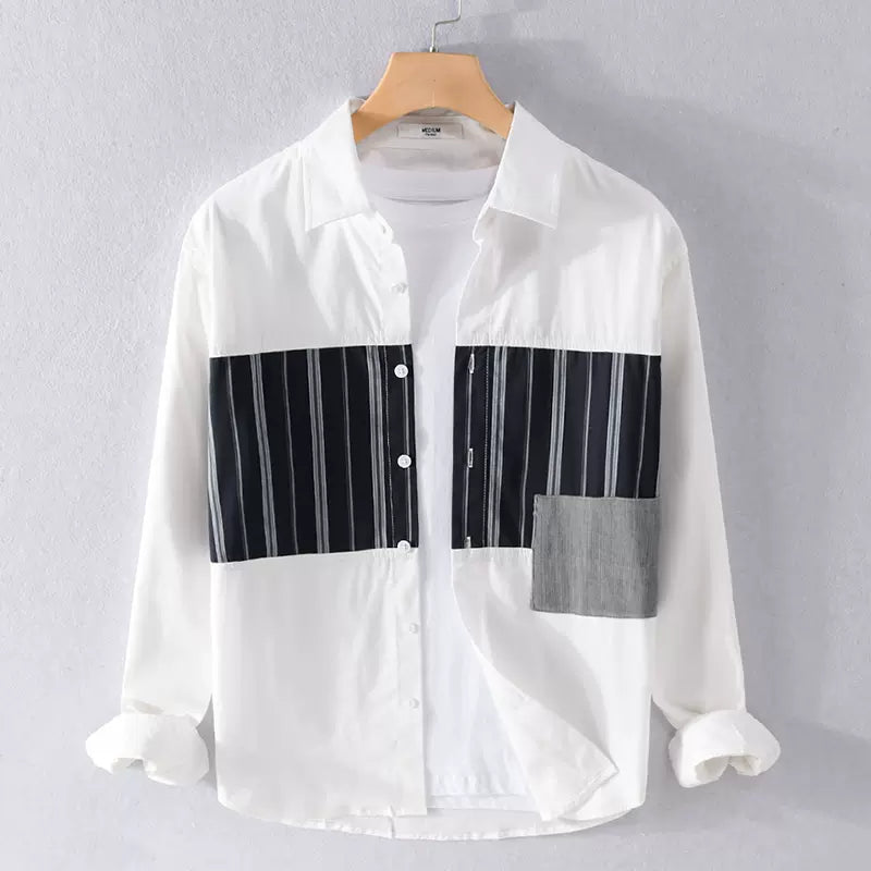 Importé - Chemise Coton Homme à Rayures Manche Longue