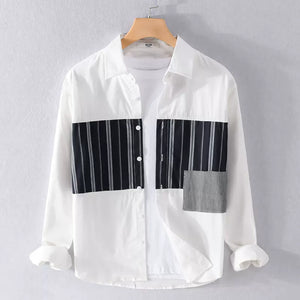 Importé - Chemise Coton Homme à Rayures Manche Longue