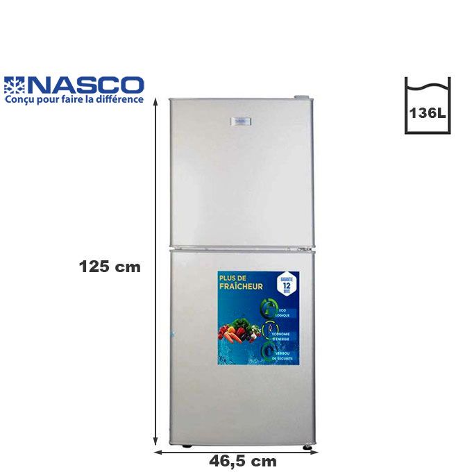 NASCO REFRIGERATEUR COMBINE - 203 LT - ECONOMIE D'ENERGIE- NASD2-203FL
