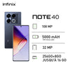 Infinix NOTE 40 - 6.78" - 4G - 2xSIM - 256/8 Go - 108 Mpx - 12 Mois Garantie