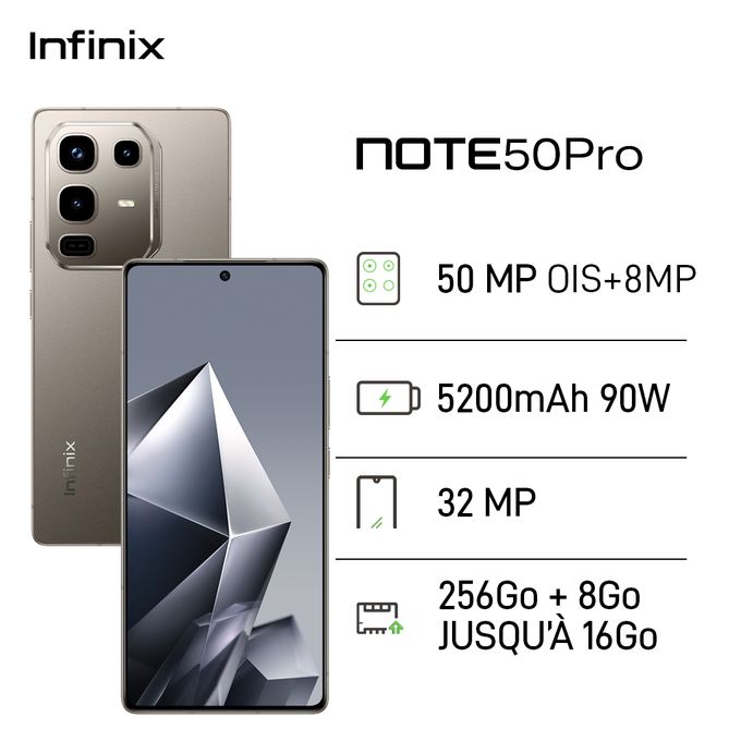 Infinix NOTE 50 Pro - 6.78" - 4G - 2xSIM - 256/8+8 Go - 5200mAh