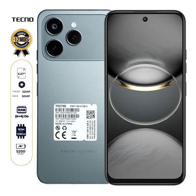 Tecno Spark 40 - 6.67" - 128/8Go - 50Mpx - 5200 mAh
