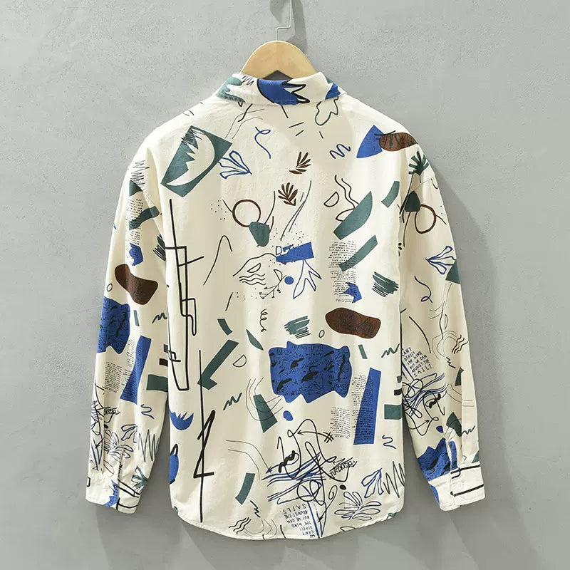 Importé - Chemise Pur Coton Homme Motif Ethnique Manche Longue