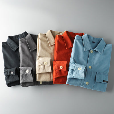 Importé - Chemise Homme Pur Coton Manches Longues Retro