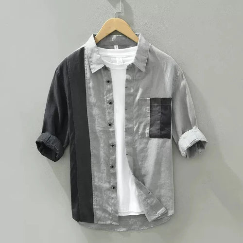 Importé - Chemise en Lin Pour Homme Tendance Manches 3/4