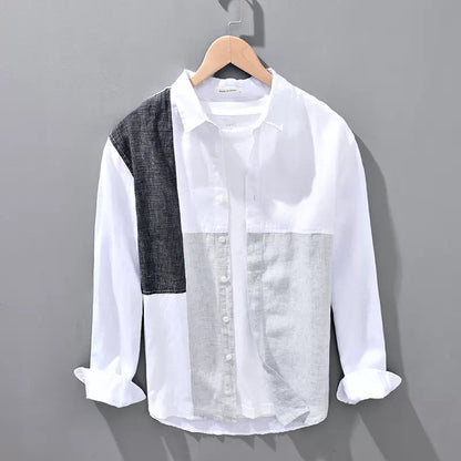 Importé - Chemise Homme Pur Lin Décontractée Manche Longue