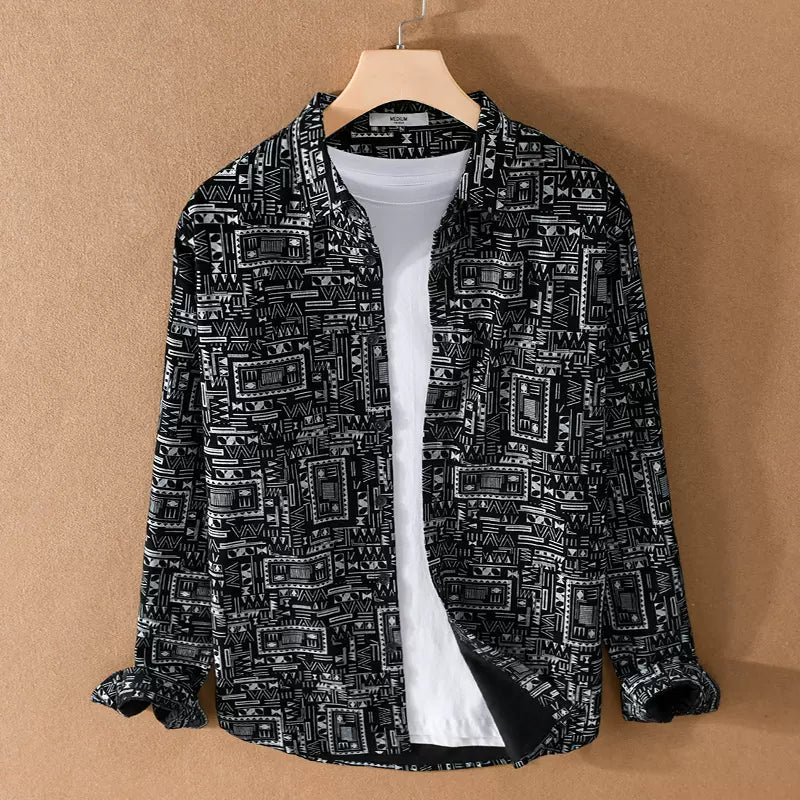 Importé - Chemise Homme Pur Coton Ethnique Manches Longues