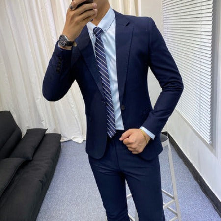 Importé - Ensemble Costume Slim Homme Style Britannique 2 Pièces à 1 Bouton