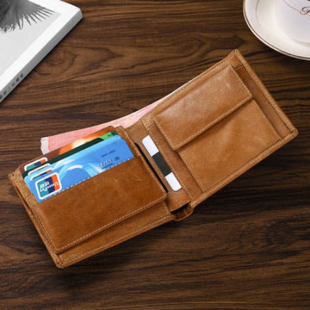 Importé - Portefeuille Porte-Cartes Rétro Multifonction En Cuir Véritable
